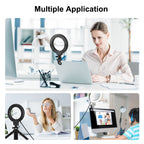 PULUZ 6.2 inch 16cm Ring Selfie Light 3 Modes USB Dimmable Dual Color Temperature LED Curved Vlogging Photography Video Lights with Monitor Clip Holder, 6.2 inch Light+Clip