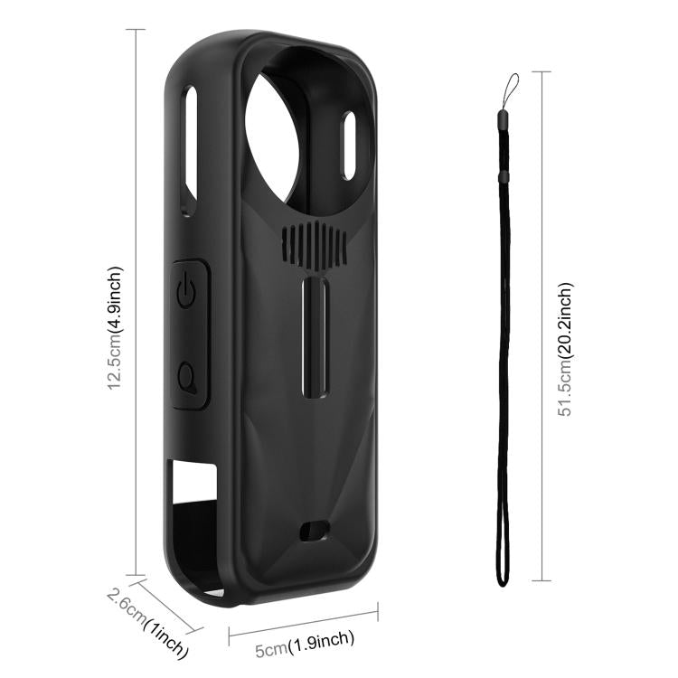 For Insta360 X5 PULUZ Silicone Protective Case with Lens Cover, Silicone Case with Lens Cover (Black), Silicone Case with Lens Cover (Blue), Silicone Case with Lens Cover (Red)