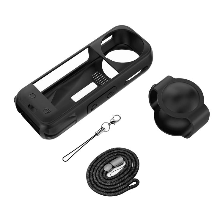 For Insta360 X5 PULUZ Silicone Protective Case with Lens Cover, Silicone Case with Lens Cover (Black), Silicone Case with Lens Cover (Blue), Silicone Case with Lens Cover (Red)