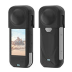For Insta360 X5 PULUZ Silicone Protective Case with Lens Cover, Case with Lens Cover (Black)