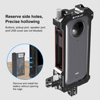 For Insta360 X3 PULUZ Metal Protective Cage Rig Housing Frame with Expand Cold Shoe Base & Tripod Adapter, For Insta360 X3