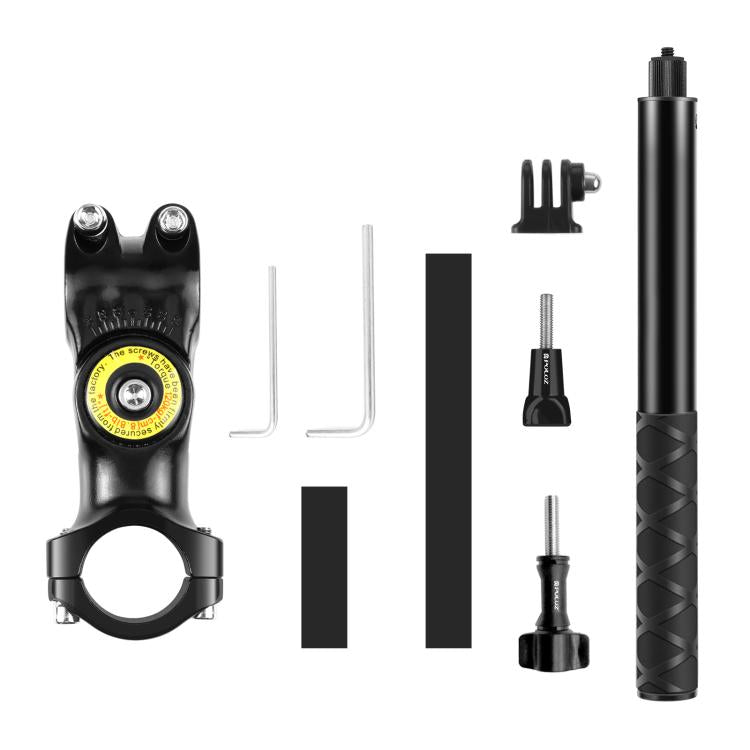 PULUZ Motorcycle Bicycle Handlebar Fixture Mount Camera Bracket Adapter with Monopod Stand, Motorcycle Monopod Stand