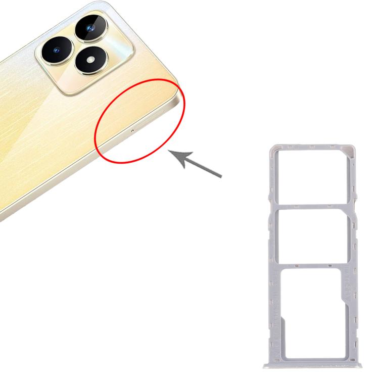 For Realme Narzo N53 4G 10pcs Original SIM Card Tray + SIM Card Tray + Micro SD Card Tray, For Realme Narzo N53 4G (Original)