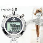 PS528 Metal Stopwatch Professional Chronograph Handheld Digital LCD Sports Counter Timer with Strap, PS528