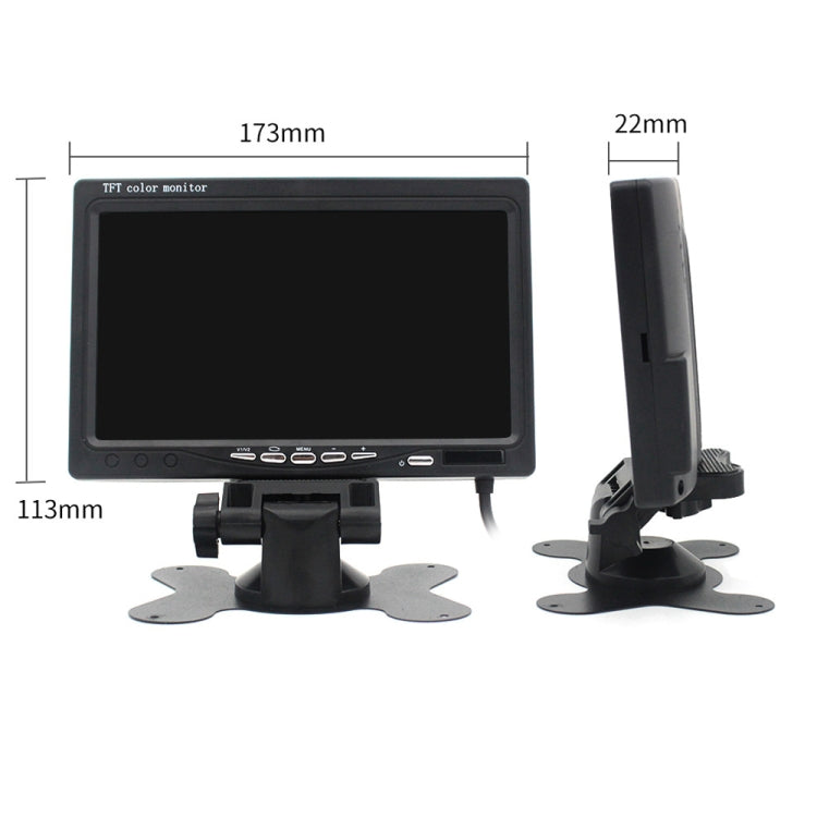 7.0 inch Car Monitor / Surveillance Cameras Monitor with Adjustable Angle Holder & Remote Controller, Dual Video Input, 7.0 inch, Dual Video Input
