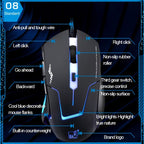 T7 Wired 3 Color Changeable 1200 DPI 1600DPI 2400DPI Gaming USB Optical Mouse, T7
