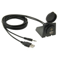 USB 2.0 & 3.5mm Male to Female Extension Cable with Car Flush Mount, Length: 2m, USB 2.0 & 3.5mm Male to Female