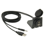USB 2.0 & 3.5mm Male to Female Extension Cable with Car Flush Mount, Length: 2m, USB 2.0 & 3.5mm Male to Female