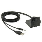 USB 2.0 & 3.5mm Male to Female Extension Cable with Car Flush Mount, Length: 2m, USB 2.0 & 3.5mm Male to Female