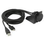 USB 2.0 & Mini HDMI (Type-C) Male to USB 2.0 & HDMI (Type-A) Female Adapter Cable with Car Flush Mount, Length: 2m, USB 2.0 & Mini HDMI Male to USB 2.0 & HDMI Female