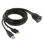 USB 2.0 & Mini HDMI (Type-C) Male to USB 2.0 & HDMI (Type-A) Female Adapter Cable with Car Flush Mount, Length: 2m, USB 2.0 & Mini HDMI Male to USB 2.0 & HDMI Female