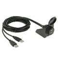 2 USB 2.0 Male to Female Extension Cable with Car Flush Mount, Length: 2m, 2 USB 2.0 Male to Female