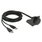 2 USB 2.0 Male to Female Extension Cable with Car Flush Mount, Length: 2m, 2 USB 2.0 Male to Female