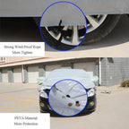 PEVA Anti-Dust Waterproof Sunproof Hatchback Car Cover with Warning Strips, Fits Cars up to 3.7m(144 inch) in Length, 144inch (S)