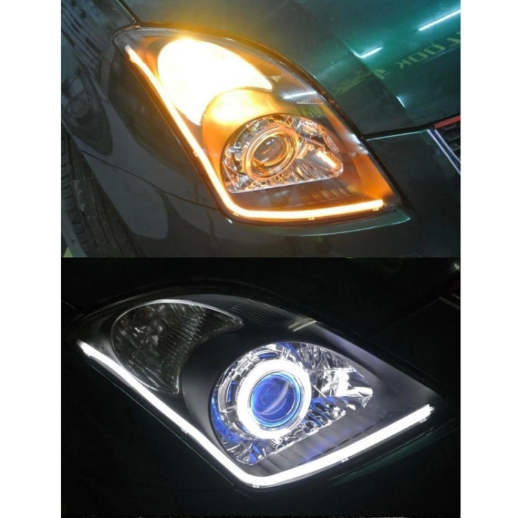 2 PCS  4.5W 270LM 6500K 597-577nm White + Yellow Wired LED Tube Daytime Running Light DRL Steering Lamp, DC12V, Lamp Length:45cm, 4.5W 270LM