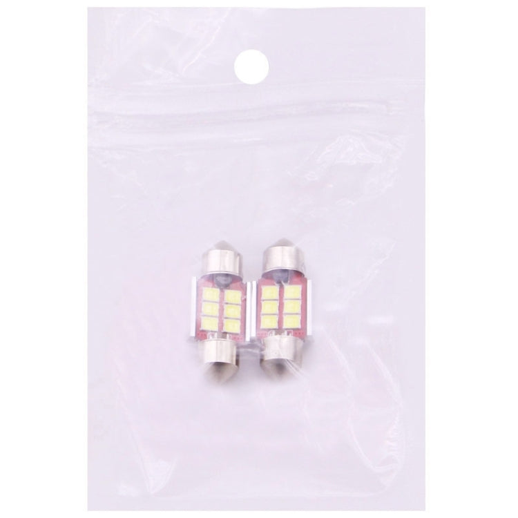 2 PCS 31mm 2.5W 180LM White Light 6 LED SMD 2835 CANBUS License Plate Reading Lights Car Light Bulb, 2.5W 31mm