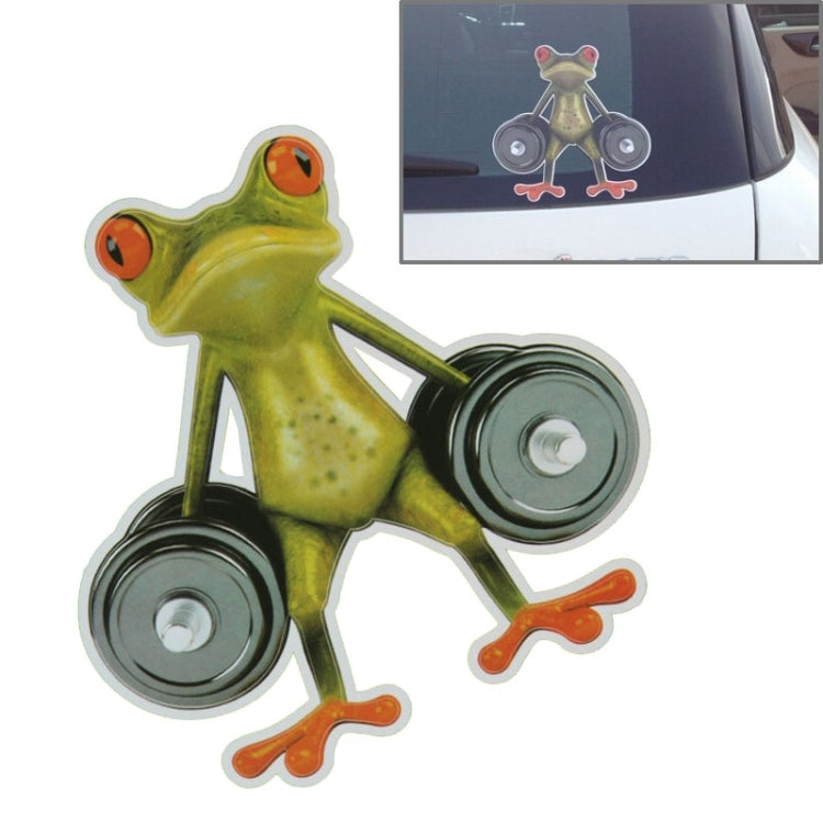 Frog Pattern Car Sticker, Size: 15.5x12.5 cm, Thumb, Barbell, Leaning