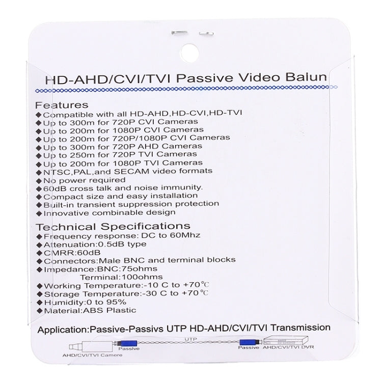 2 PCS 202P-HD Enhanced Version Coaxial CVI/TVI/AHD 1CH Passive Transceiver Video Balun, 202P-HD