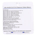 2 PCS 202P-HD Enhanced Version Coaxial CVI/TVI/AHD 1CH Passive Transceiver Video Balun, 202P-HD
