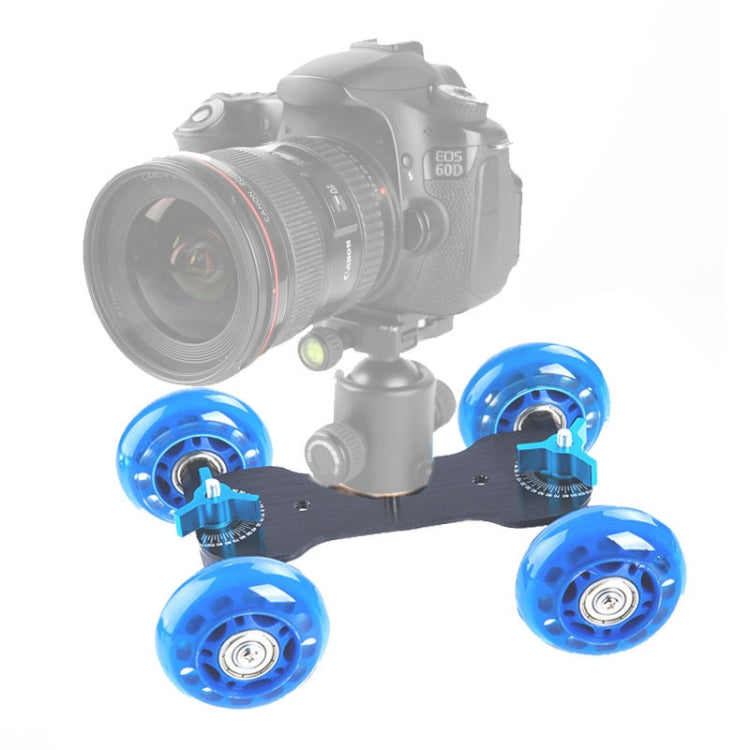 DEBO First Generation Camera Truck / Floor Table Video Slider Track Dolly Car for DSLR Camera / Camcorders, Blue
