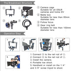 YELANGU YLG1103A-B Large Handle Video Camera Cage Stabilizer + Matte Box Kit for DSLR Camera / Video Camera