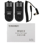 2 PCS YONGNUO RF603N II FSK 2.4GHz Wireless Flash Trigger with N1 Shutter Connecting Cable, RF603N II