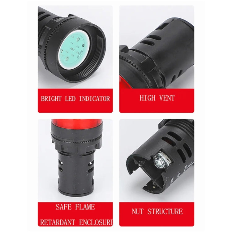 12V AD16-22D / S 22mm LED Signal Indicator Light Lamp, 12V