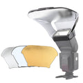 Universal FB-10X Camera Top Flash Light Speedlite Bounce Focus Flash Diffuser with 3 PCS Removable Color Light Reflector, FB-10X