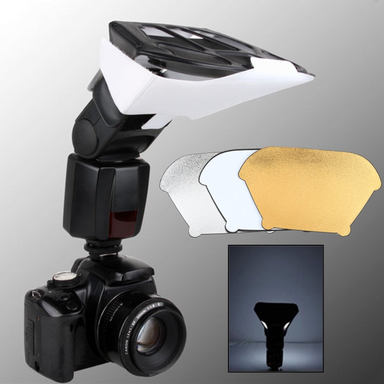 Universal FB-10X Camera Top Flash Light Speedlite Bounce Focus Flash Diffuser with 3 PCS Removable Color Light Reflector, FB-10X