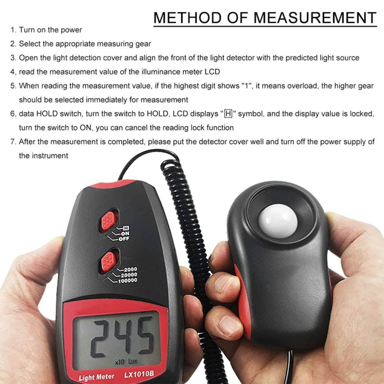 Digital Light Meter, Measuring Range: 1-100000 Lux, 1010B