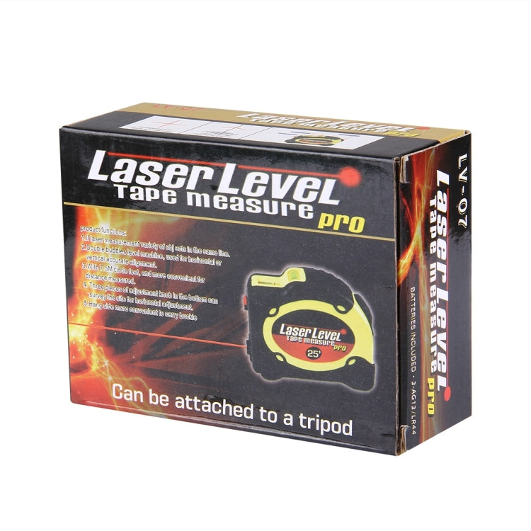 Laser Level with Tape Measure Pro (25 feet) & Belt Clip / Can be Attached to Tripod