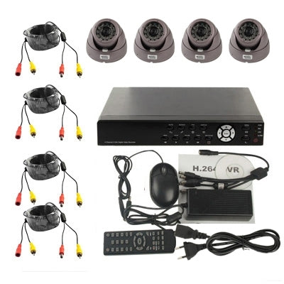 4-CH Embedded Digital Video Recorder Kit (1 / 3 Sony CCD, 520TVL, 24 x IR LED, 6mm Lens, IR Distance: 25m, H.264 (8204EV+622A), 8204EV+622A, 1 / 3 Sony CCD, 520TVL