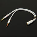 3.5mm female to 3.5mm Male Microphone Jack + 3.5mm Male Earphone Jack Adapter Cable, White