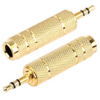 Gold Plated 3.5mm Plug to 6.35mm Stereo Jack Adaptor Socket Adapter, 3.5mm Male to 6.35 Female