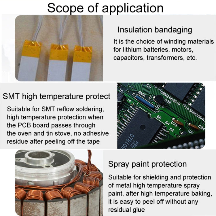 24mm High Temperature Resistant Clear Heat Dedicated Polyimide Tape with Silicone Adhesive, Length: 33m, 24mm