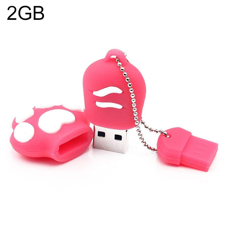 2GB Bear Paw Shaped Silicone USB 2.0 Flash Disk with Anti Dust Cup, 2GB (Red Plum)