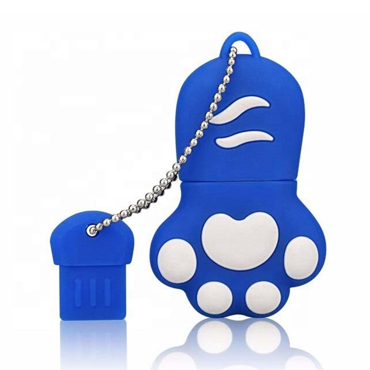4GB Bear Paw Shaped Silicone USB 2.0 Flash Disk with Anti Dust Cup, 4GB (Blue)