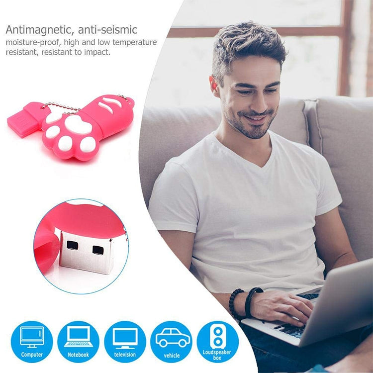 4GB Bear Paw Shaped Silicone USB 2.0 Flash Disk with Anti Dust Cup, 4GB (Blue)