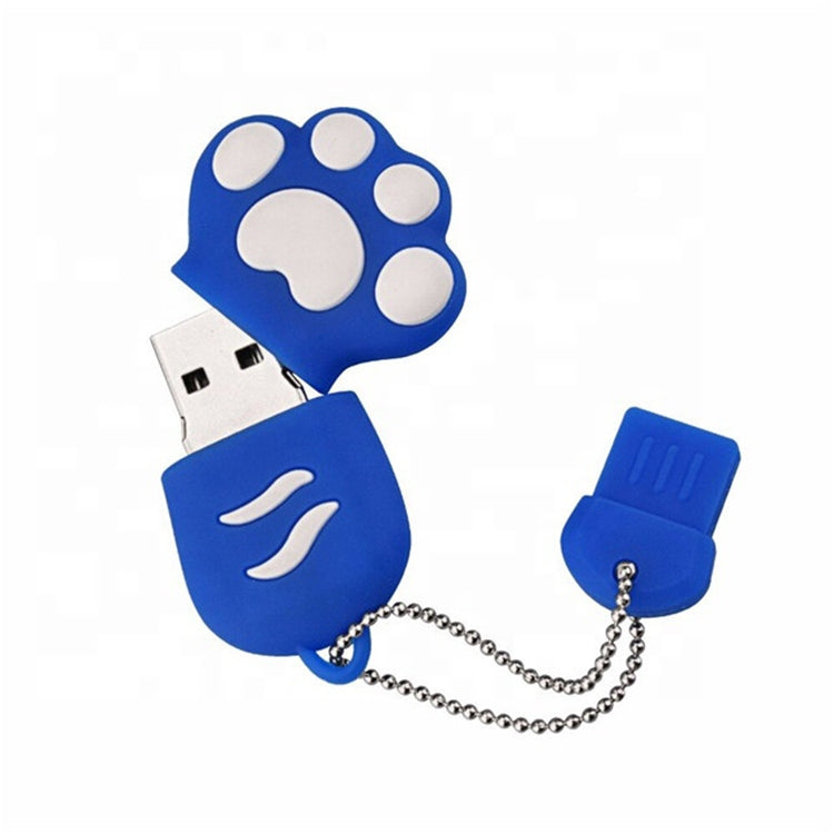 8GB Bear Paw Shaped Silicone USB 2.0 Flash Disk with Anti Dust Cup, 8GB (Blue)