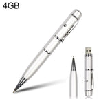 3 in 1 Laser Pen Style USB Flash Disk, Silver (4GB), 4GB (Silver)