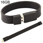 16GB Silicon Bracelets USB 2.0 Flash Disk, 16GB (Black)