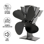 YL603 Eco-friendly Aluminum Alloy Heat Powered Stove Fan with 4 Blades for Wood / Gas / Pellet Stoves