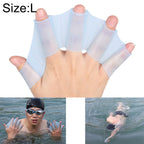 Silicone Swimming Web Fins Hand Flippers Training Gloves, L, Size: L Blue