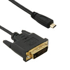 1.8m Micro HDMI (Type-D) Male to DVI 24+1 Pin Male Adapater Cable, DVI 24+1 Pin Male, Length: 1.8m