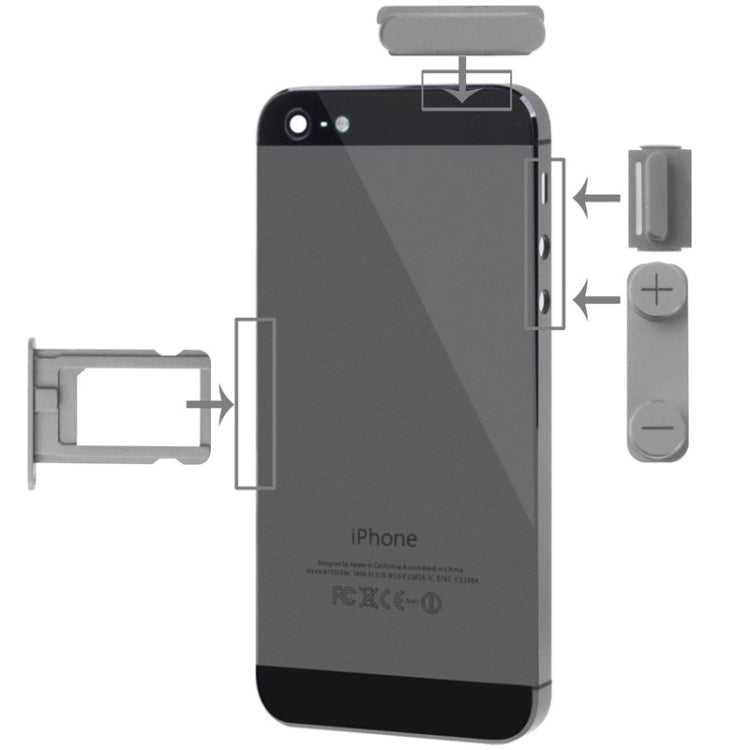 4 in 1 for iPhone 5 & 5S Original Alloy Material Colorful Nano SIM Card Tray + Volume Button + Power Button + Mute Button, For 5 & iPhone 5S, For iPhone 5 & 5S