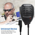 Baofeng Clip-on Speaker Microphone for Walkie Talkies, 3.5mm + 2.5mm Earphone + Mic Plug, Microphone