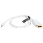 Mini DisplayPort to DVI 24+1 Male Cable Convertor adapter, Cable Length: 1.8M, Mini DP to DVI 24+1 Male