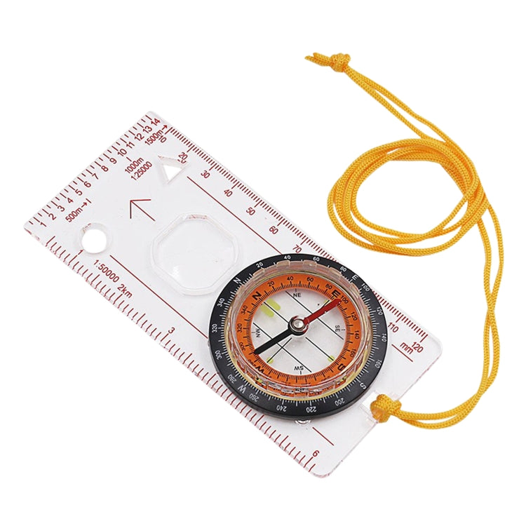 2 in 1 Compass with Map Measuring Ruler Lanyard Emergency Survival Tool, 2 in 1