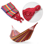 Strip Single Camping Outdoor Canvas Hammock, Size: 185cm x 80cm, 185cm x 80cm (Red), 260cm x 100cm (Blue)