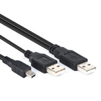 2 in 1 USB 2.0 Male to Mini 5pin Male + USB Male Cable, Length: 80 cm, USB 2.0 AM to USB+Mini USB